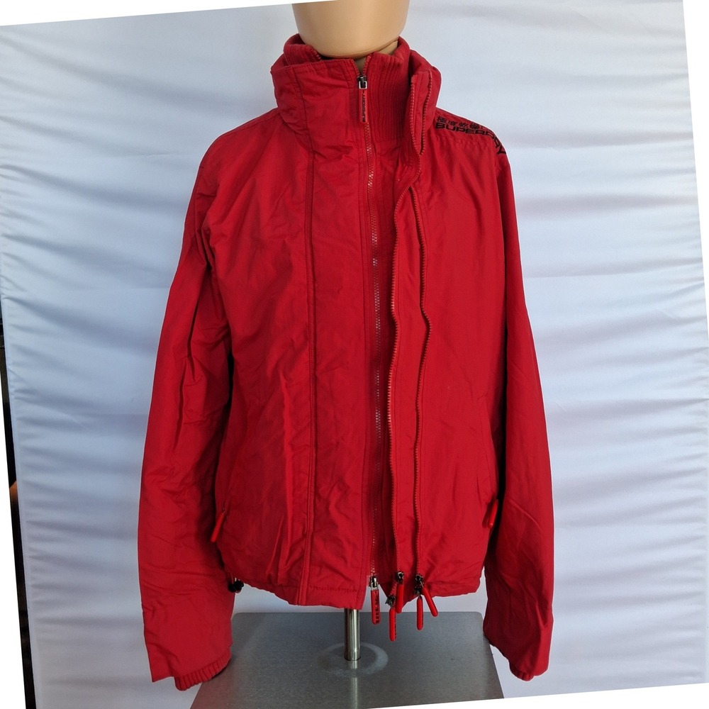 Superdry Japan Windcheater Jacket Mens Medium Red Triple Zip Mesh Lined MB5BW100